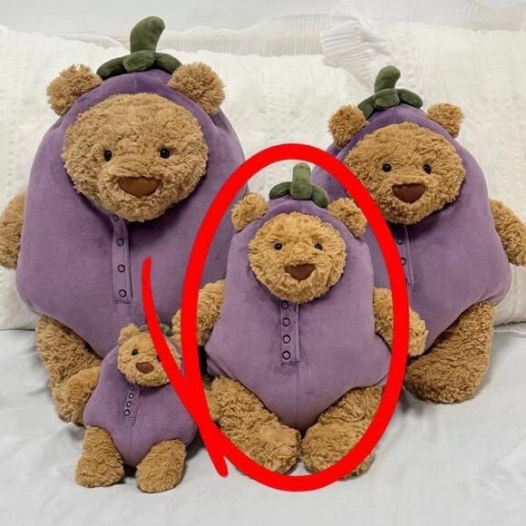 Clothes only‼️jellycat medium bartholomew bear eggplant clothes - Picture 1 of 3